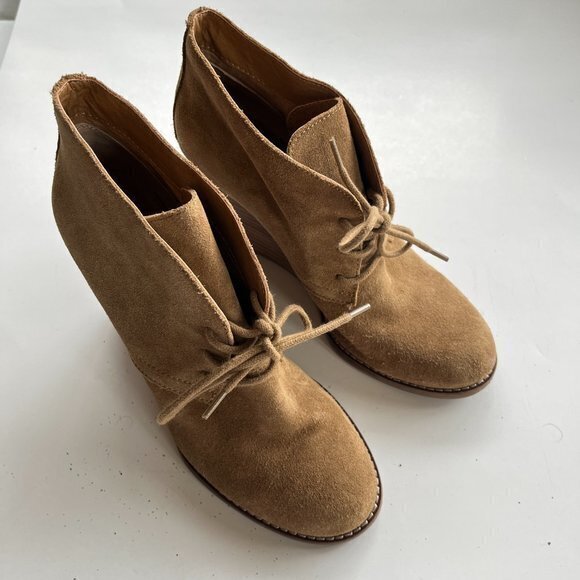Lucky‎ Brand Yamene Brown Suede Wedge Bootie Ankle Boots Womens Size 8M L… - Picture 6 of 8